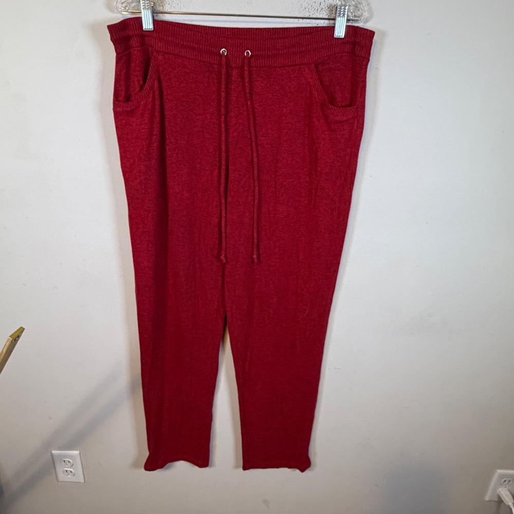 Weekends by Chicos Womens Knit Drawstring Jogger Pants Red Heathered Size 2